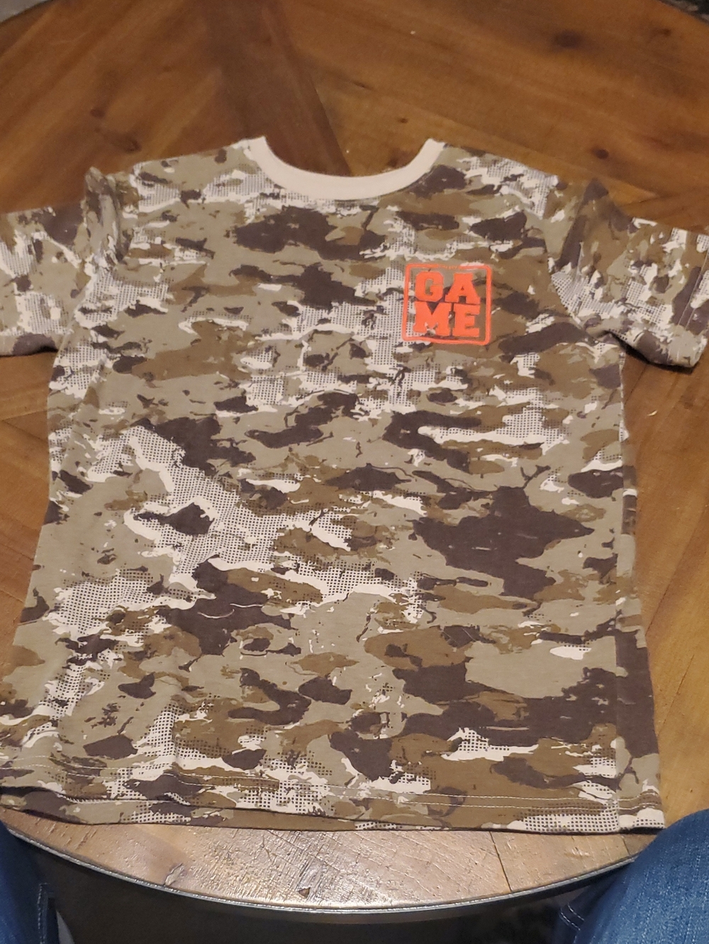Xersion Boys' Green & Brown Camo Short Sleeve Tee with Orange Logo